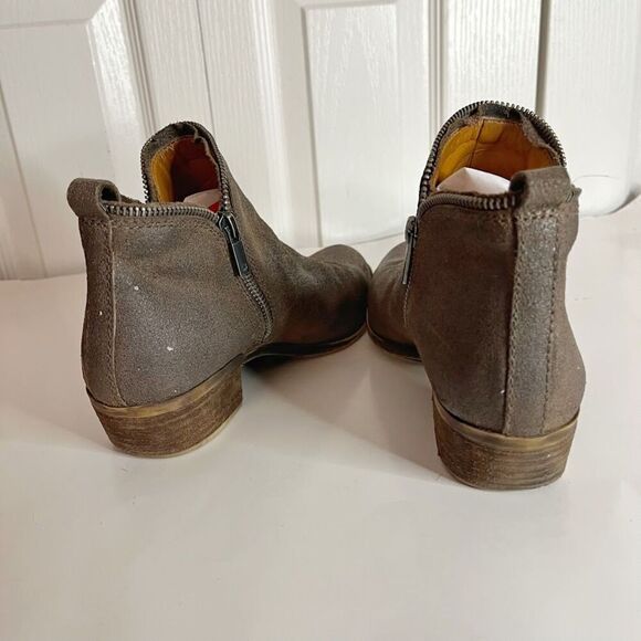 Lucky Brand Zipper Nubuck Leather Ankle Cowboy Western Bootie Boots - Picture 8 of 12